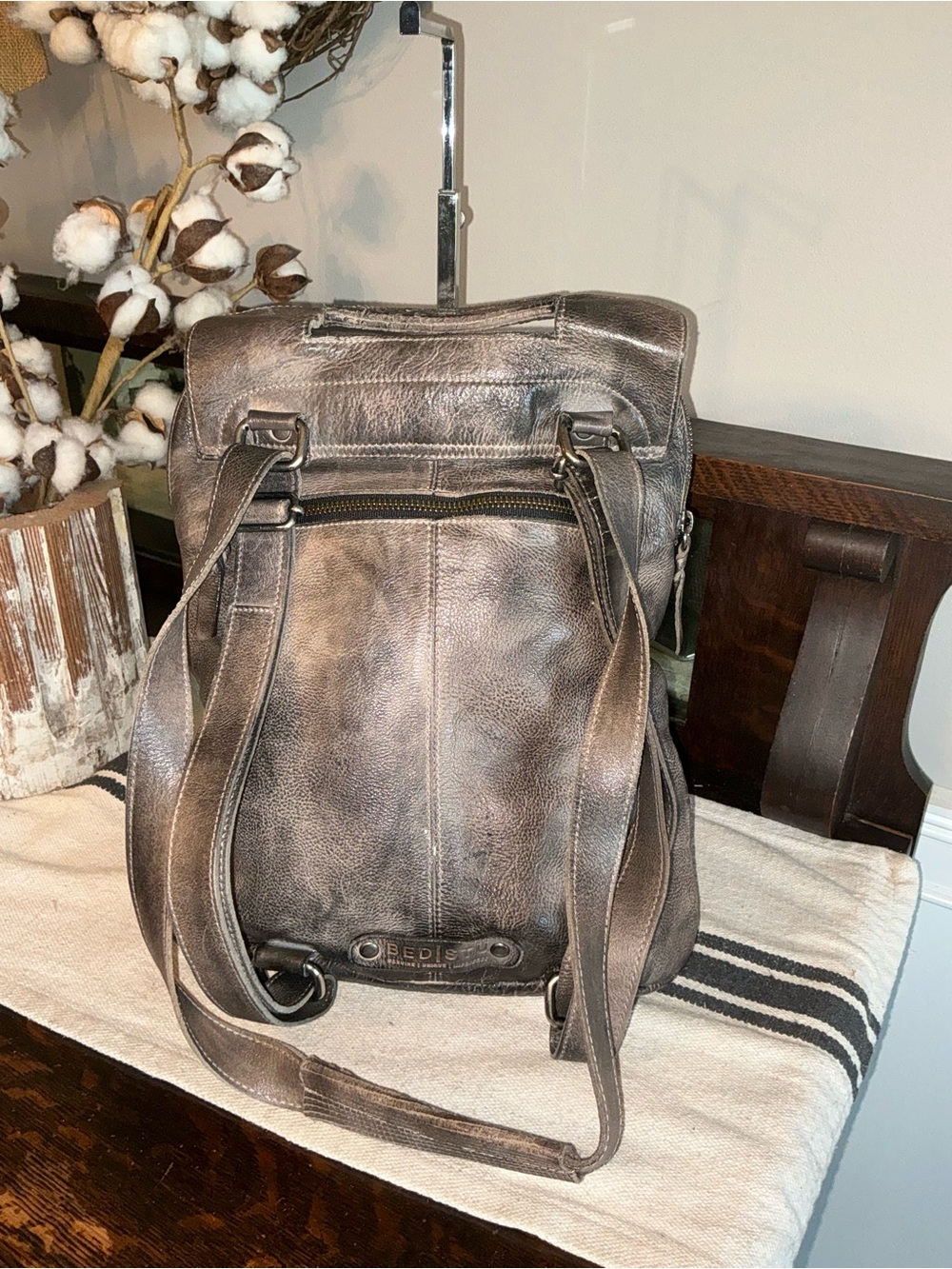 Bed Stu Patsy Convertible 4 Way Leather Backpack Bag Graphito Black MSRP $335 - Picture 2 of 14